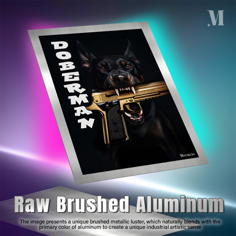 Dog with gold gun