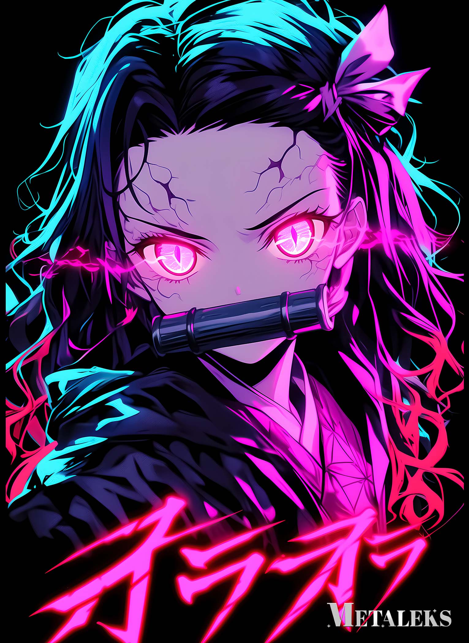 Neon Collor Nezuko Kamado - Anime Demon Slayer