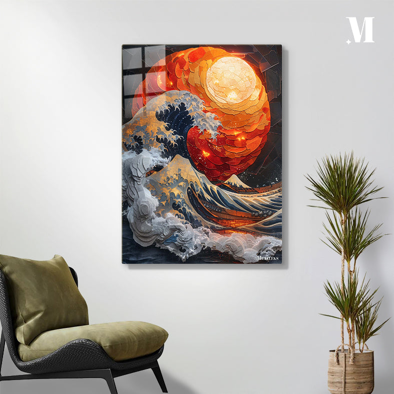 Waves and full moon