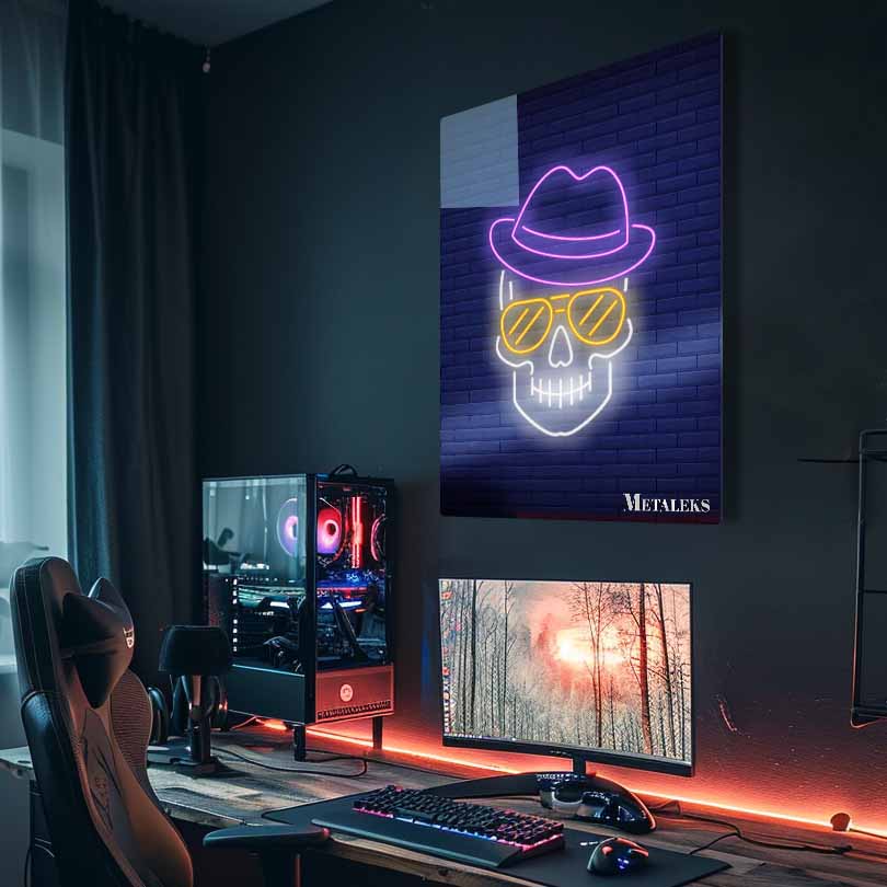 neon lamp skull