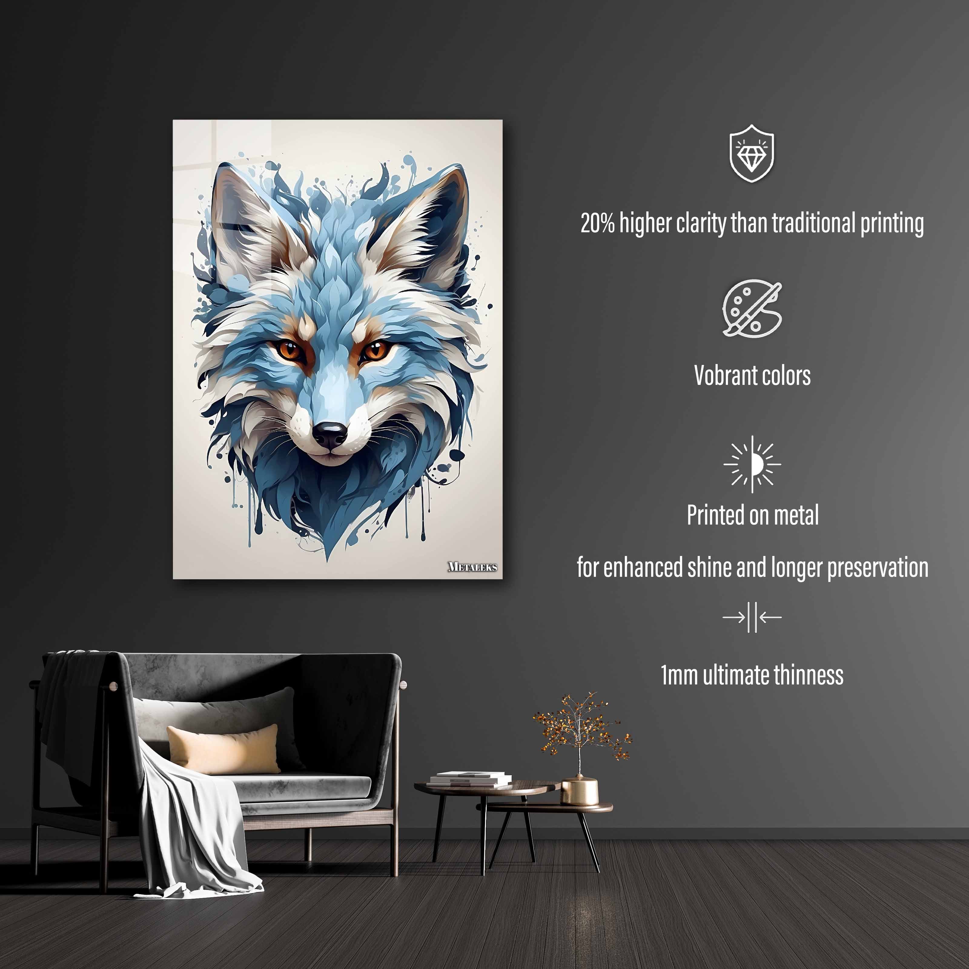 Arctic Elegance: Blue & White Fox Portraitimise