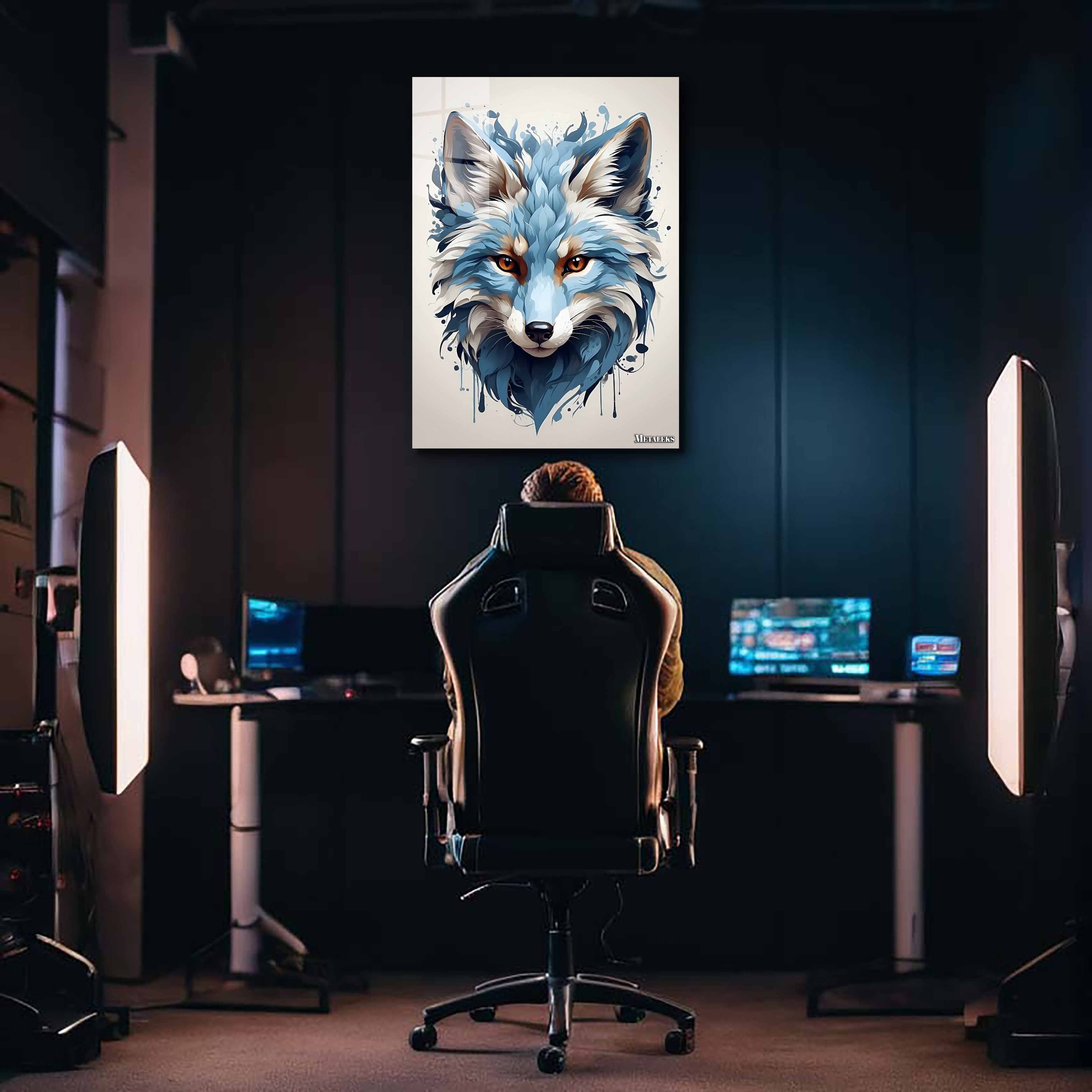 Arctic Elegance: Blue & White Fox Portraitimise