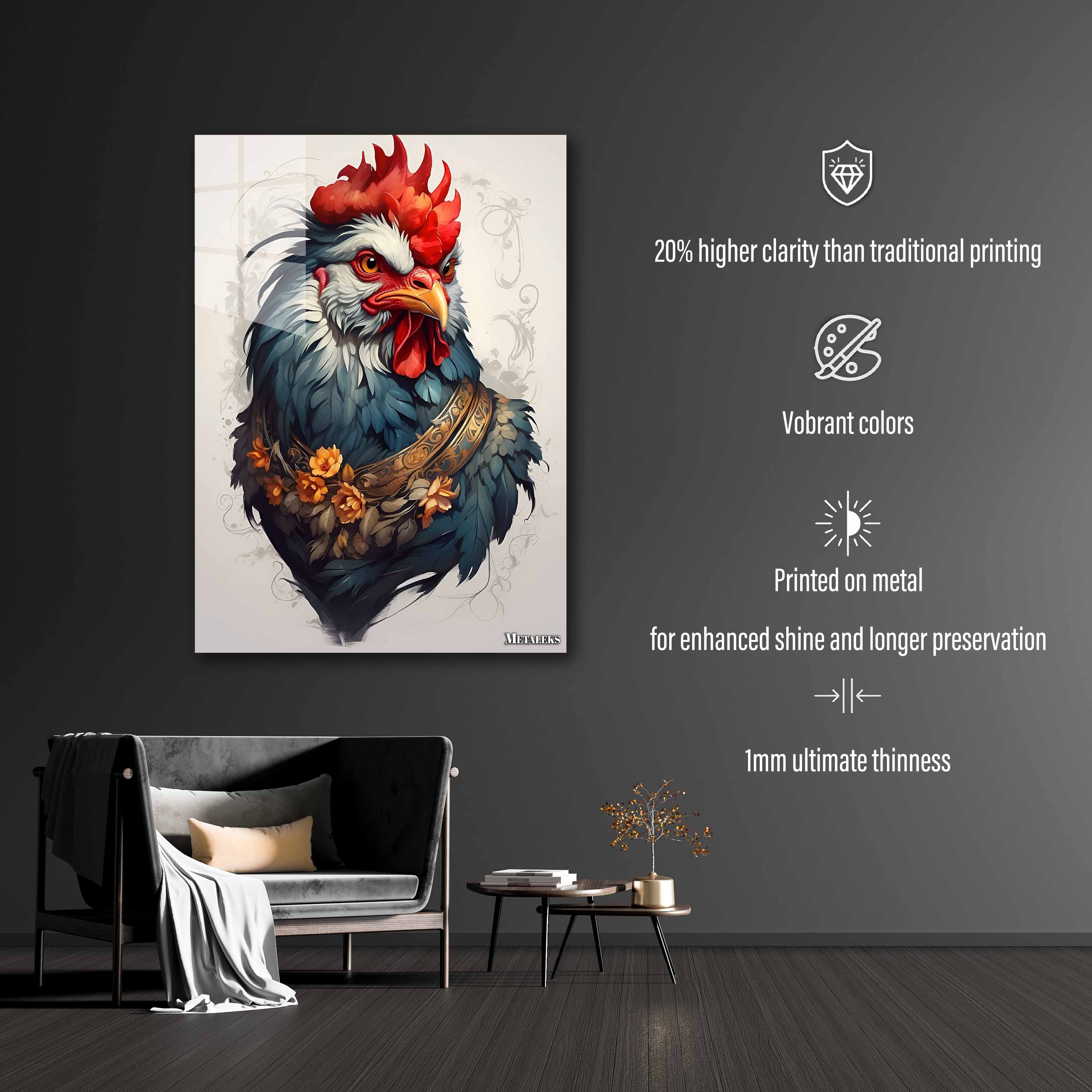 Blooms and Feathers: Regal Rooster in a Floral Crownimise