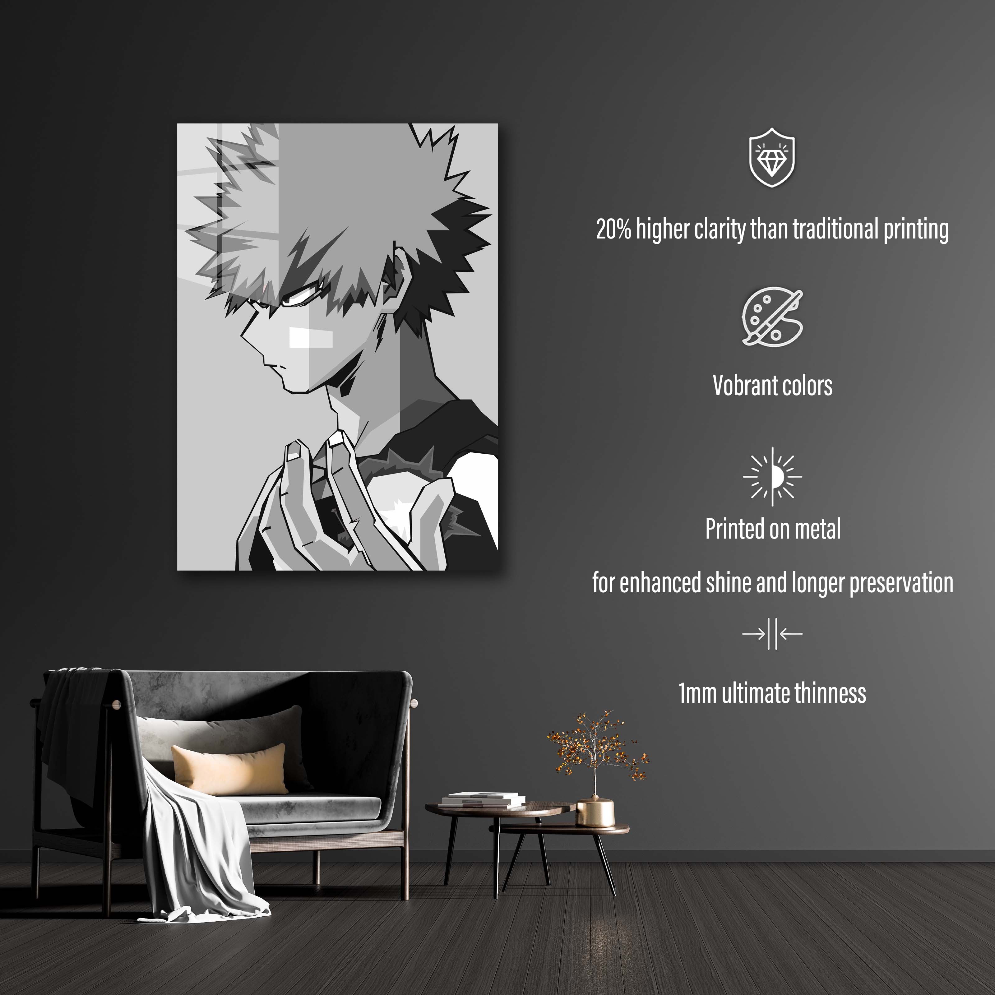 Bakugo Black White Art