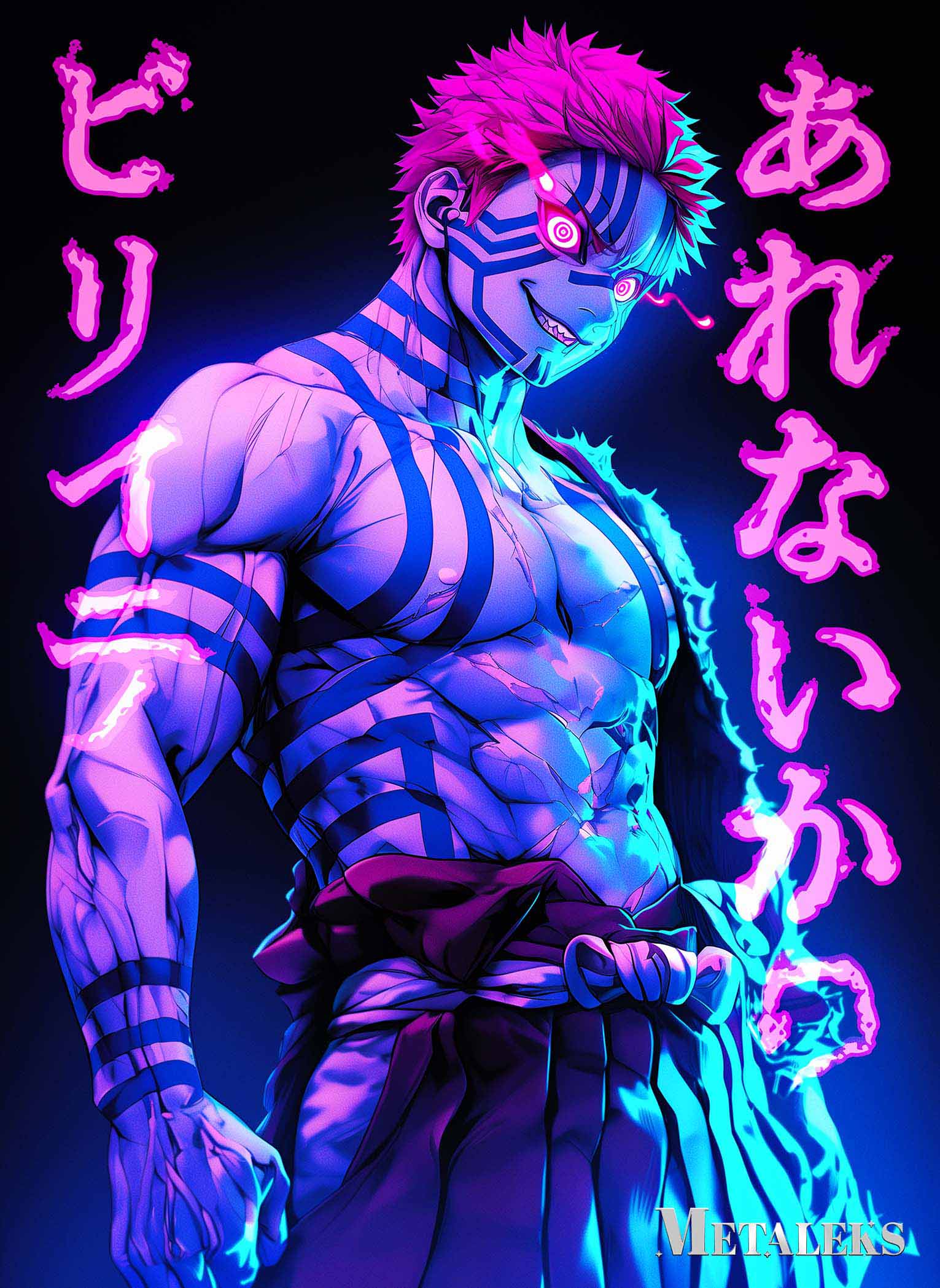 GE0222 Akaza Neon Effect   Demon Slayer