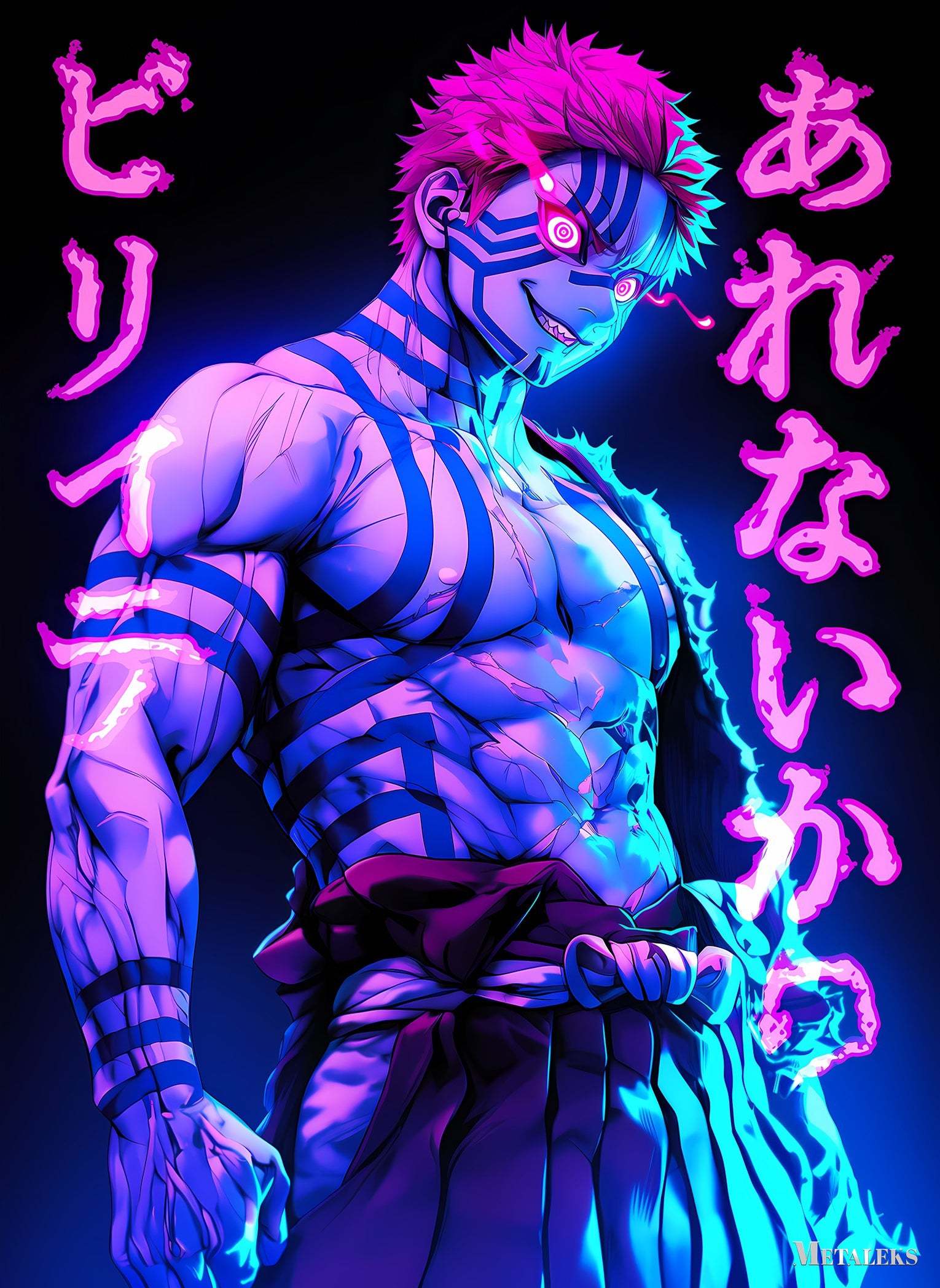 GE0222 Akaza Neon Effect   Demon Slayer