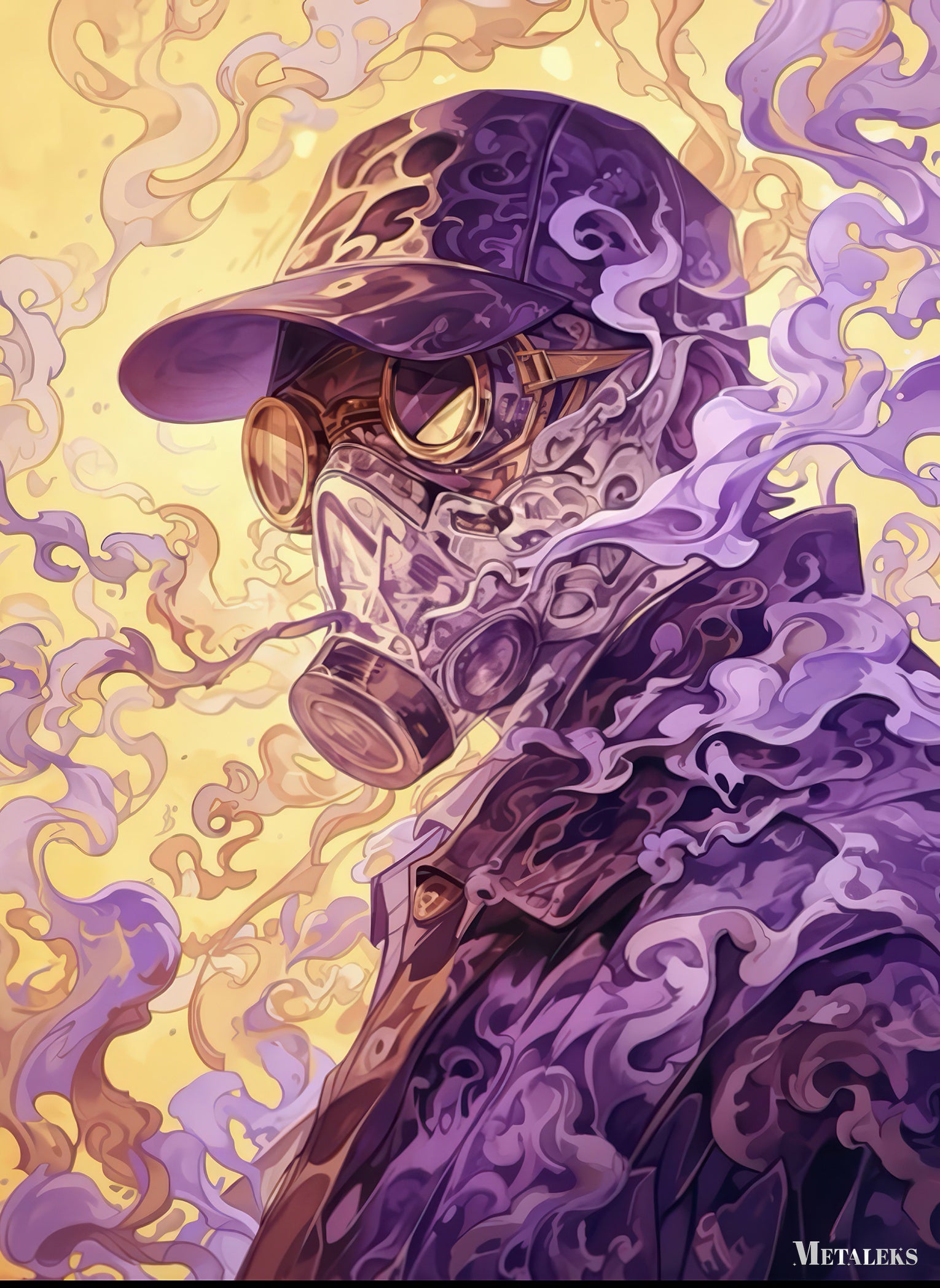 Gangster In Mask Smoky Scene Abstract Artwork