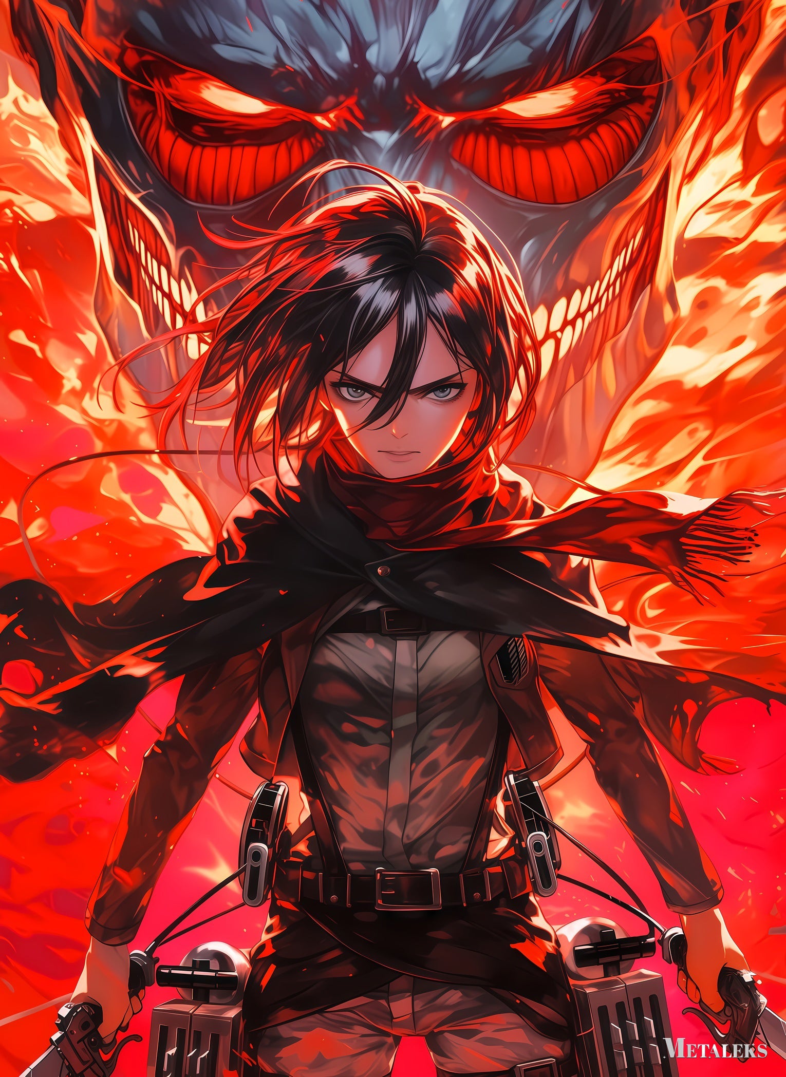 Mikasa Ackerman and Titan - Anime Attack on Titan