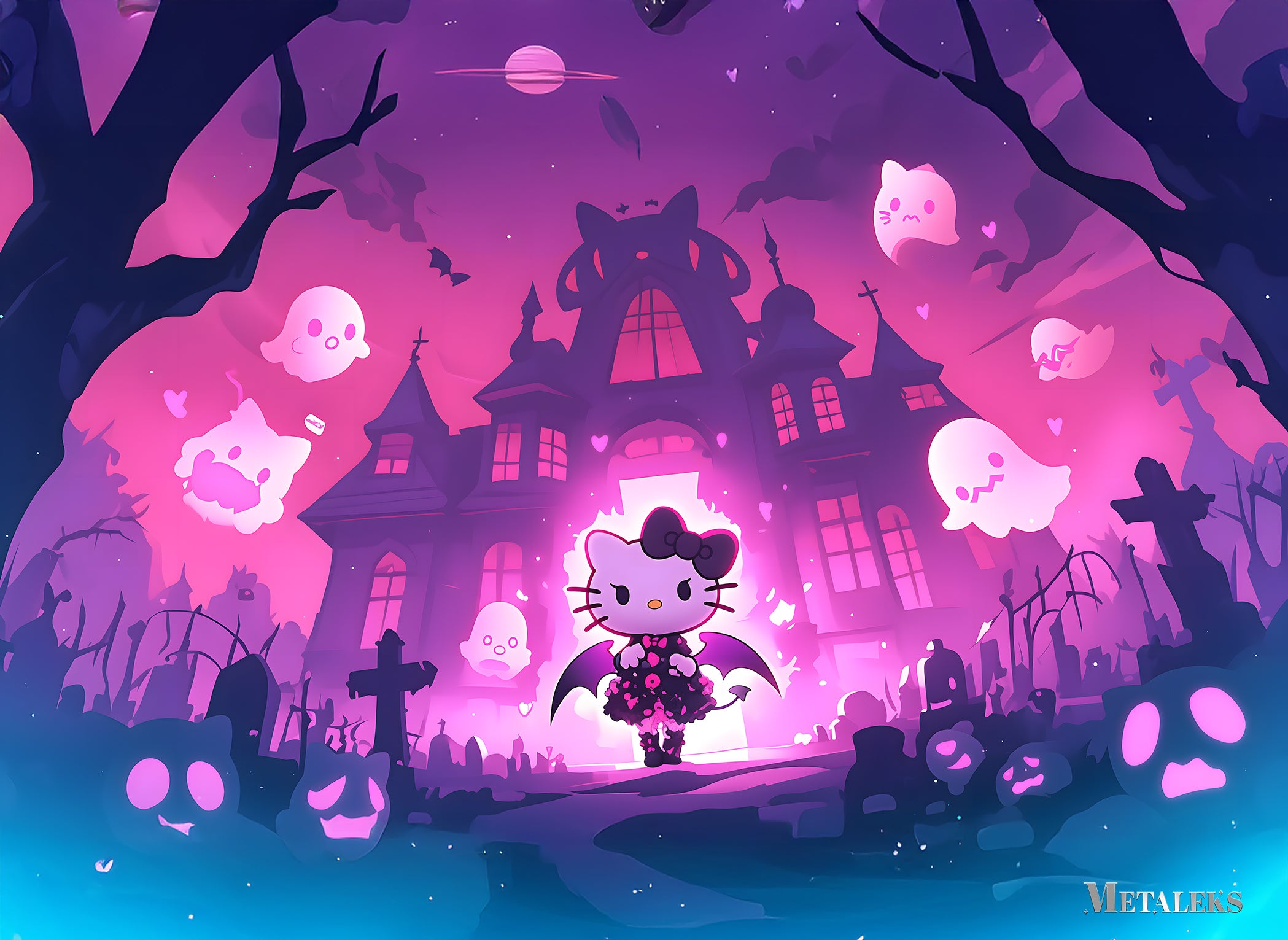 Spooky Hello Kitty - Haunted Pink Mansion Adventure