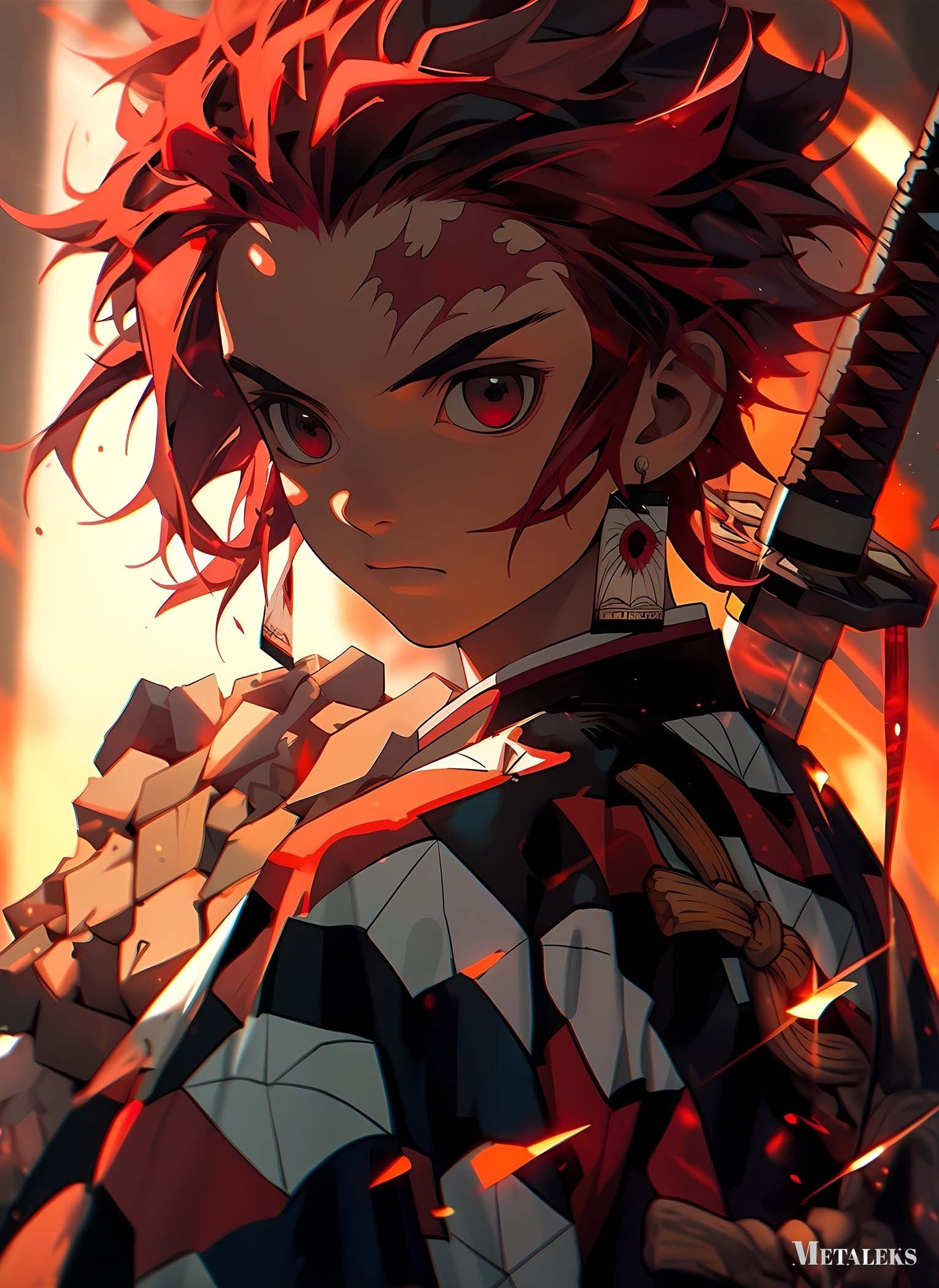 Tanjiro looking back