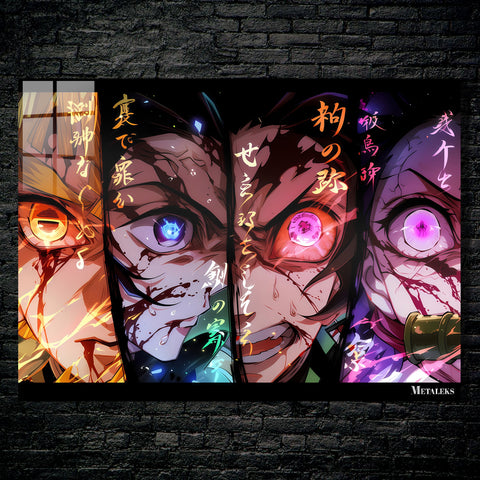 Zenetsu, Inosuke, Tanjiro, and Nezuko, |Demon Slayer