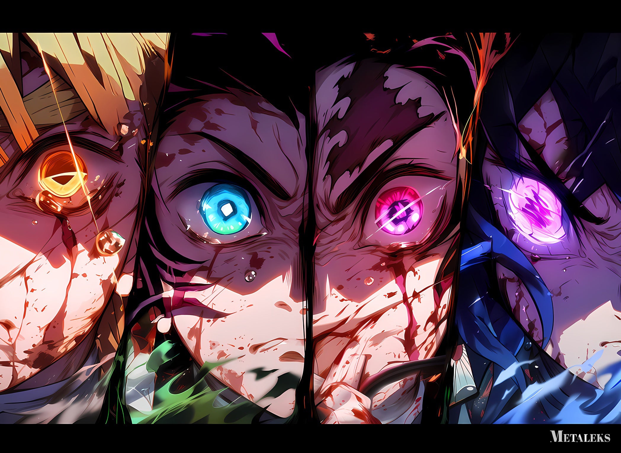 Zenetsu, Tanjiro, Nezuko, Inosuke  Demon Slayer
