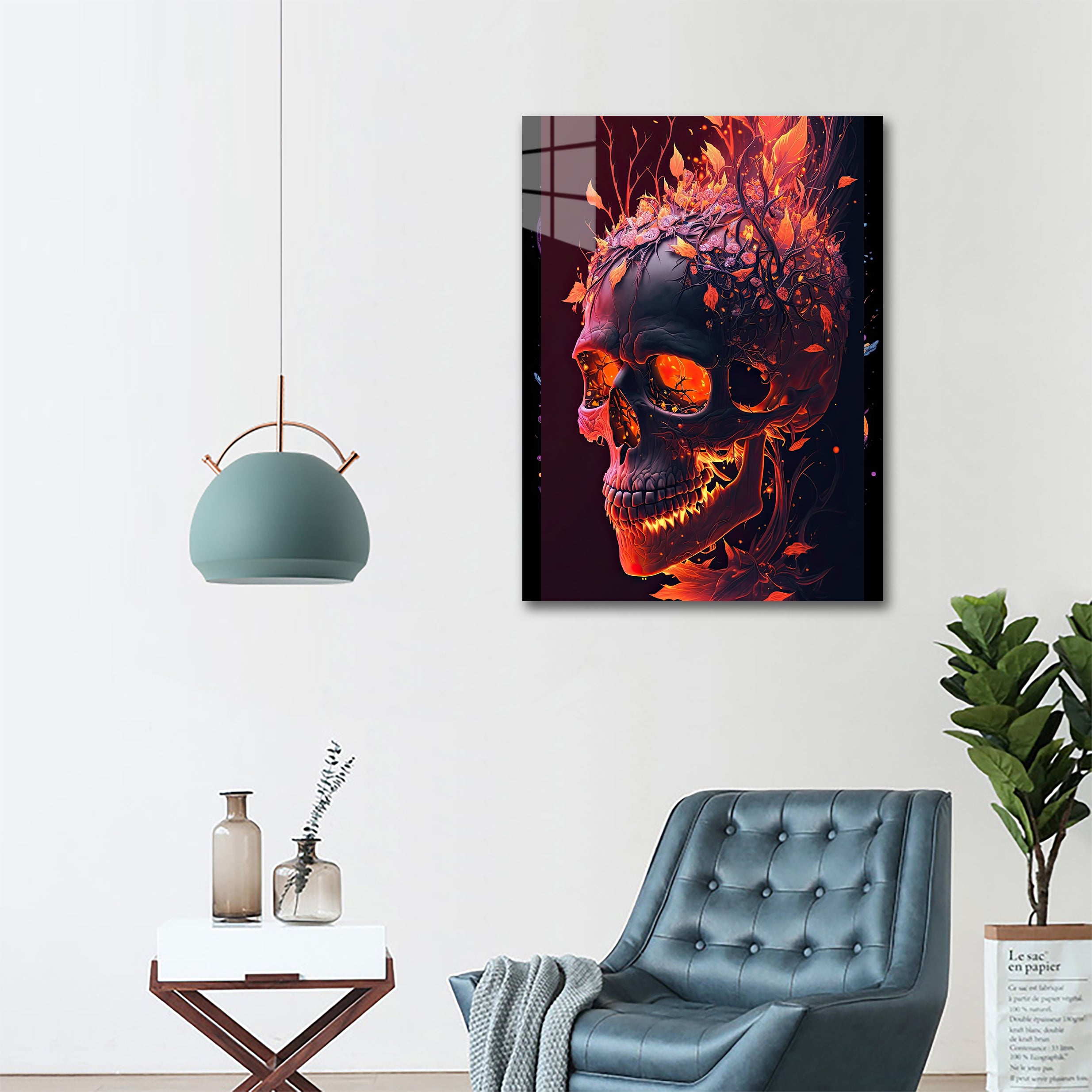 Arte de flor de caveira vermelha por @Da vinci Ai Art