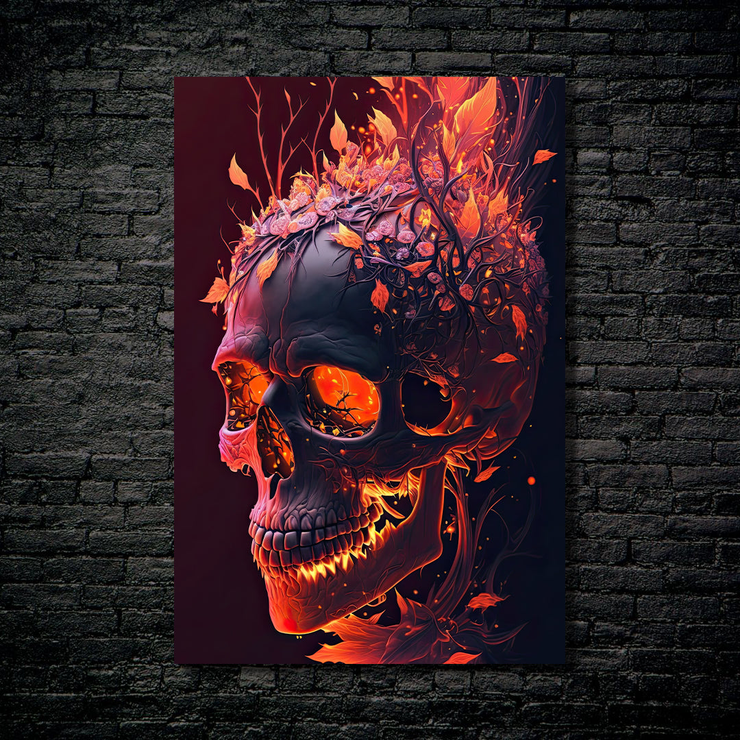 Arte de flor de caveira vermelha por @Da vinci Ai Art