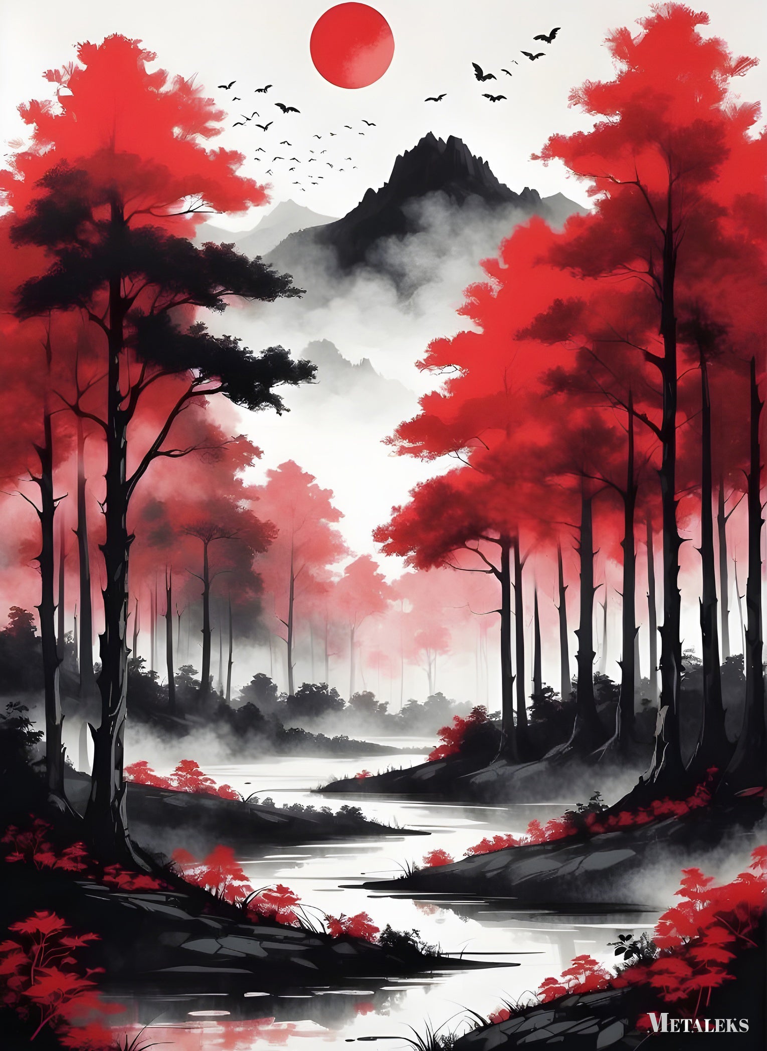 river painting on the river bank