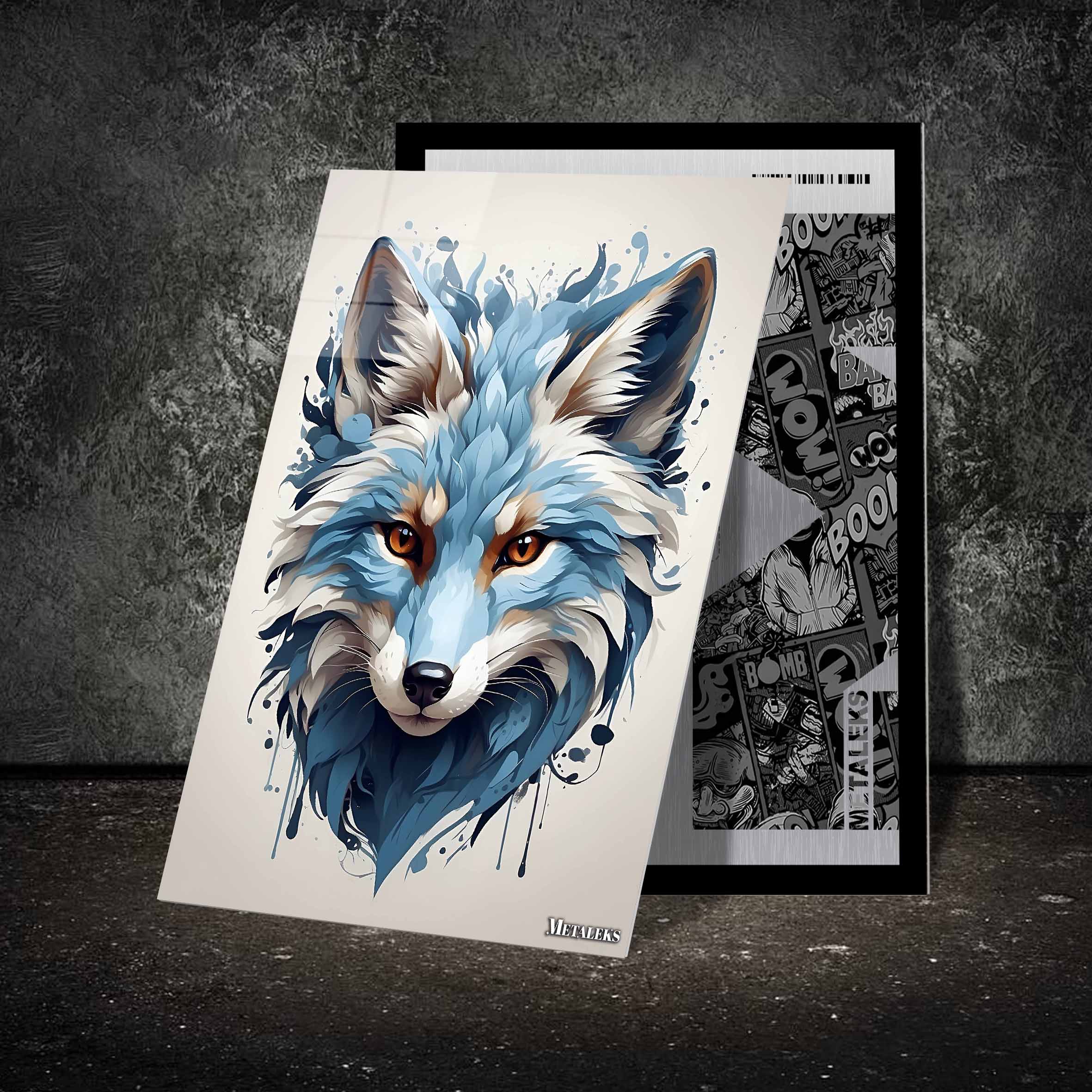 Arctic Elegance: Blue & White Fox Portraitimise