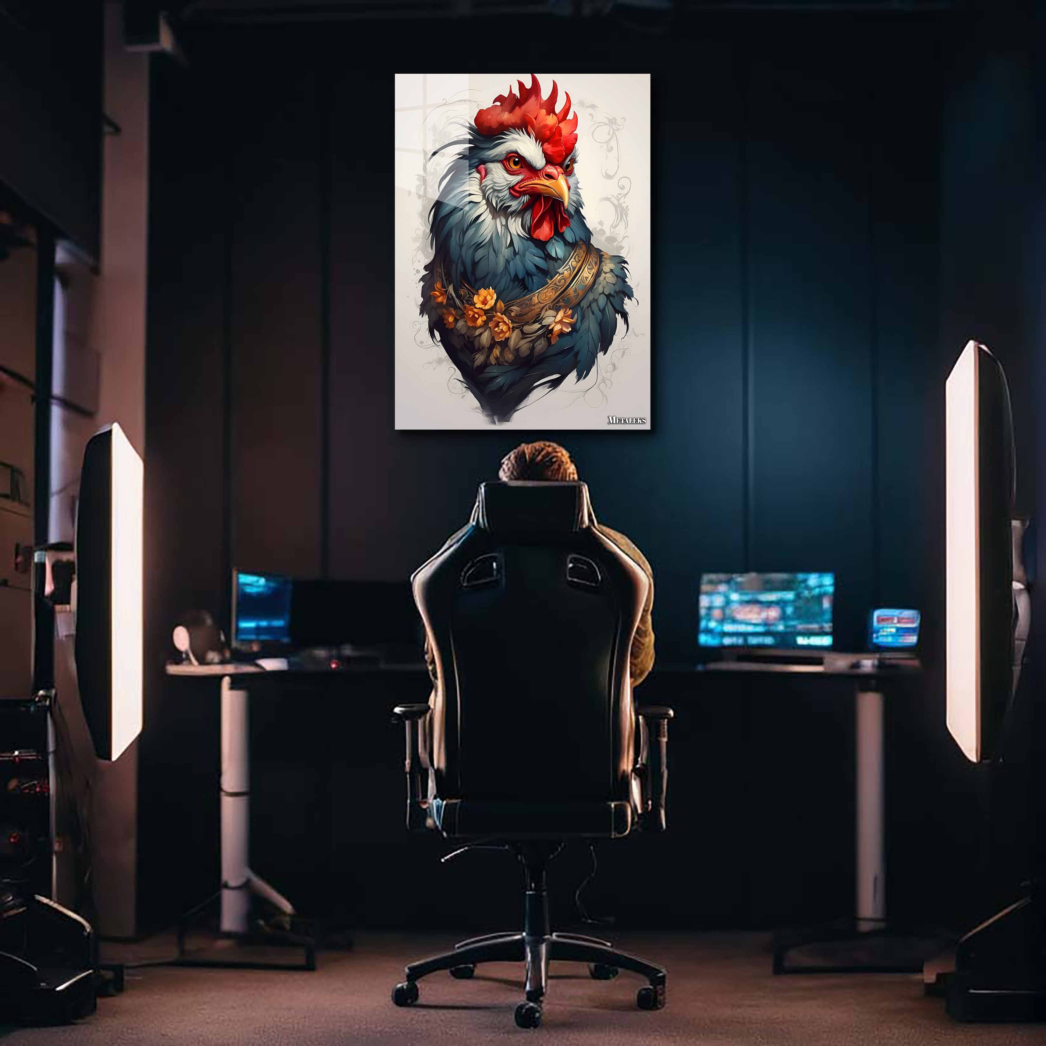 Blooms and Feathers: Regal Rooster in a Floral Crownimise